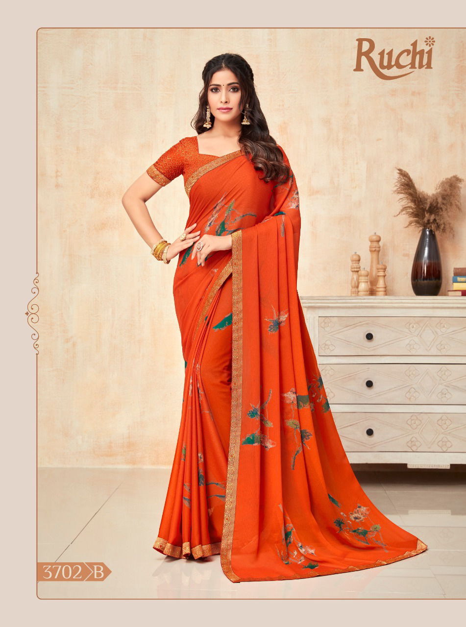 Ruchi Yashika Casual Daily Wear Georgette Printed Fancy Saree Collection